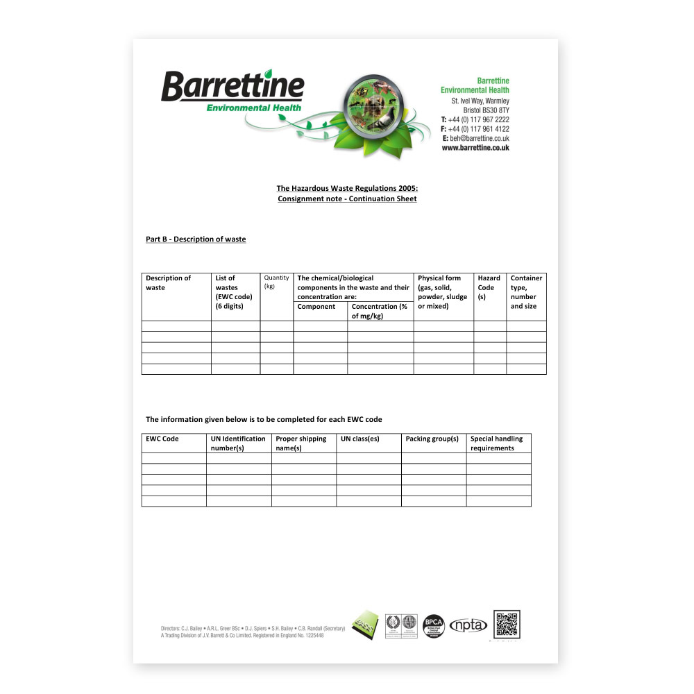 Consignment Notice Continuation Sheet Consignment Notice Continuation Sheet